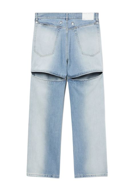 Blue cut-out straight-leg jeans - men RANDOM IDENTITIES | RAN03P0011